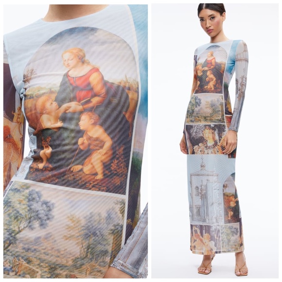 Alice + Olivia Delora Sunday Dreaming Maxi Dress Renaissance - Size 2 - EUC - Picture 1 of 12